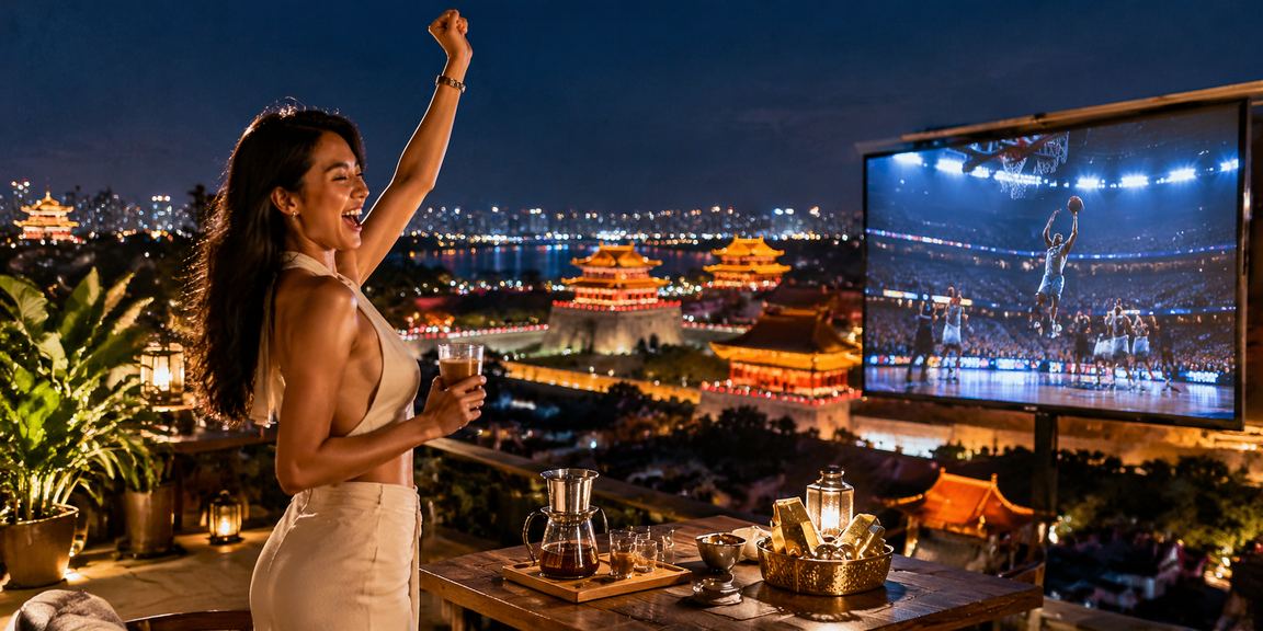 Người dùng tại Huế theo dõi trận bóng rổ và đặt cược trực tuyến tại quán cà phê
